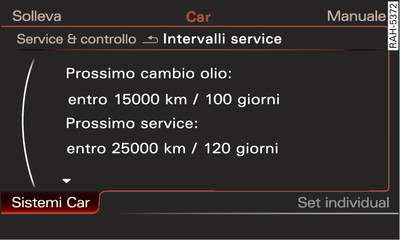 Sistema di infotainment: indicazione degli intervalli di manutenzione
